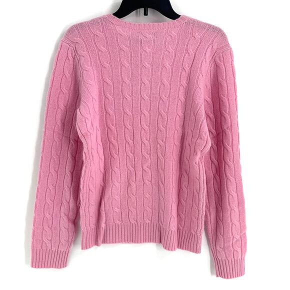 Polo Ralph Lauren Unisex Dusty Pink The Iconic Cable-Knit Sweater Size L - Picture 9 of 13